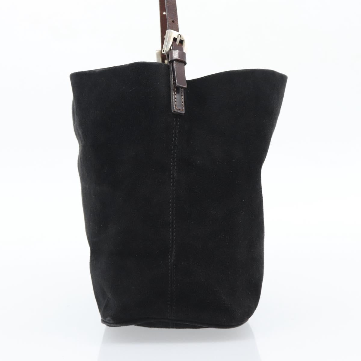 FENDI Shoulder Bag Suede Black Gold Auth 188202