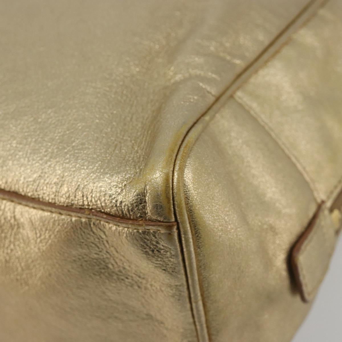 SAINT LAURENT Y Mail Hand Bag Leather Gold Auth 188208