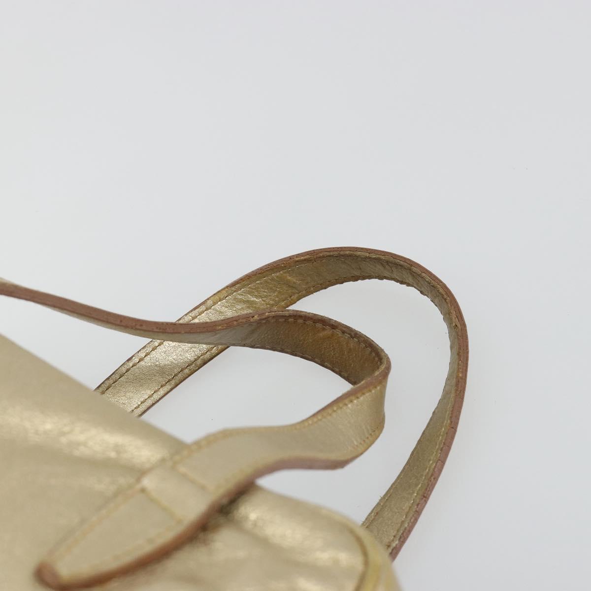 SAINT LAURENT Y Mail Hand Bag Leather Gold Auth 188208