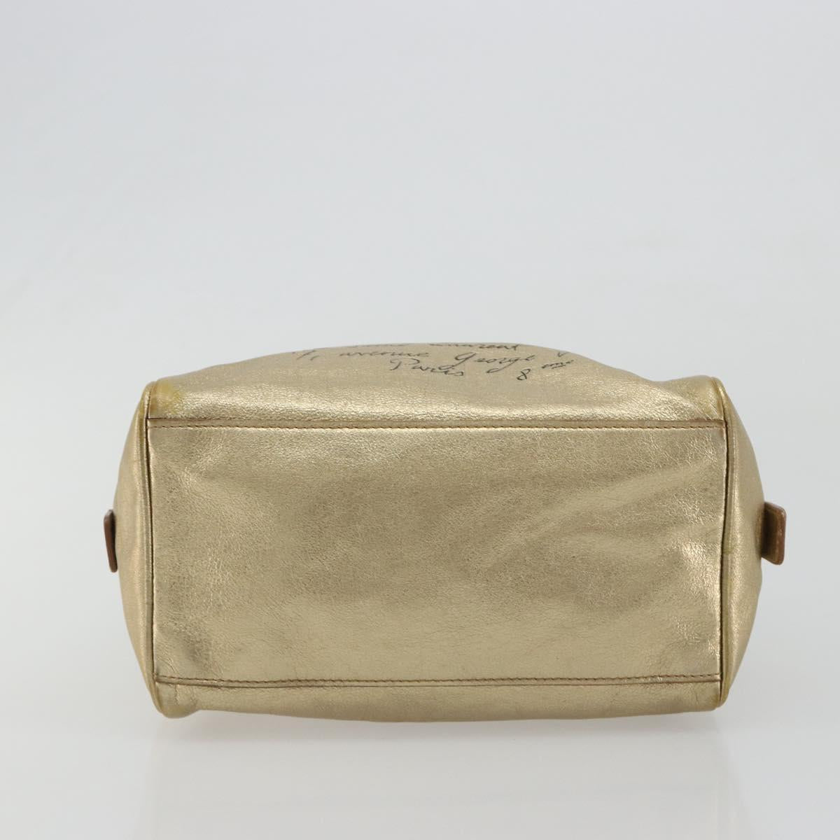 SAINT LAURENT Y Mail Hand Bag Leather Gold Auth 188208