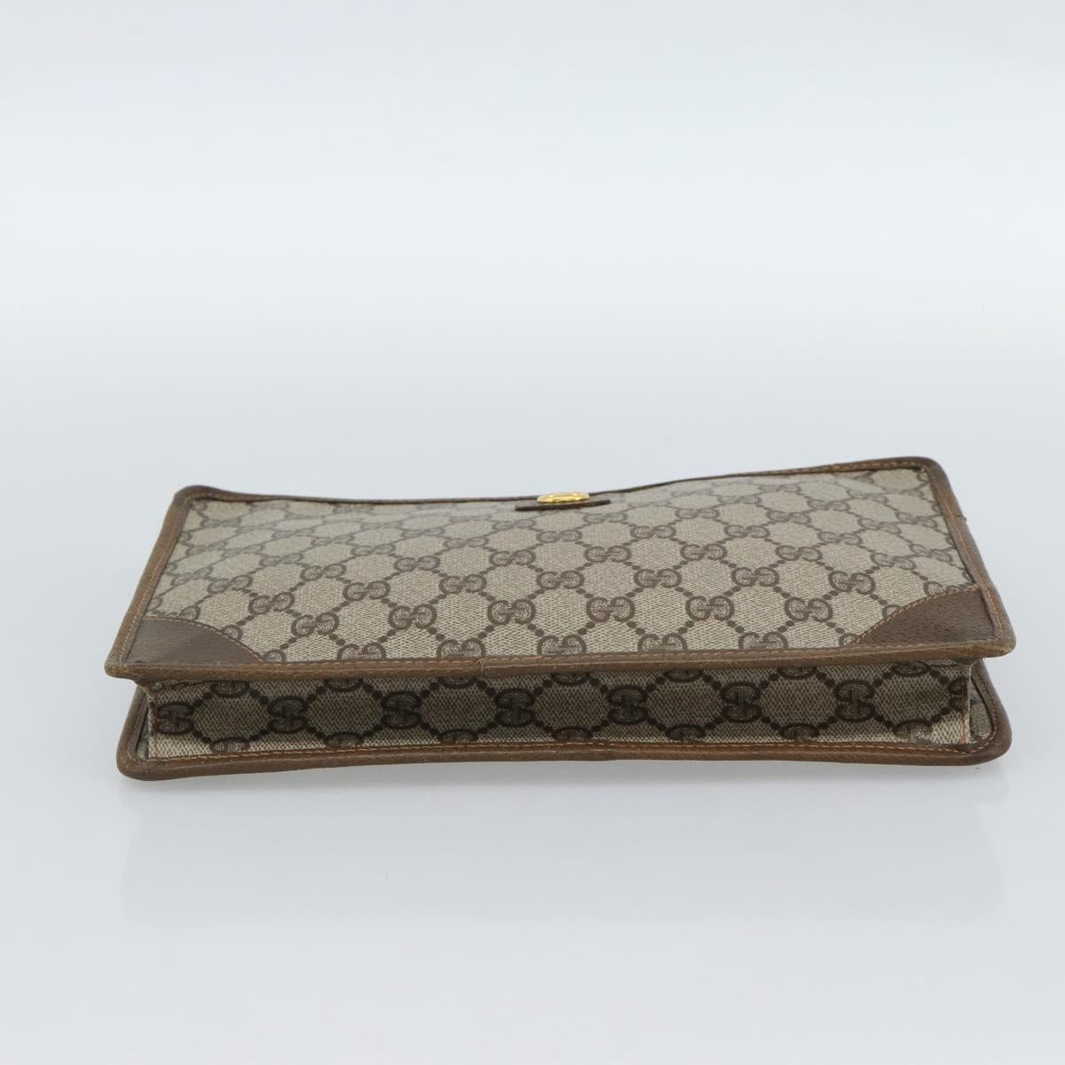 GUCCI GG Supreme Clutch Bag PVC Beige Gold Auth 188209