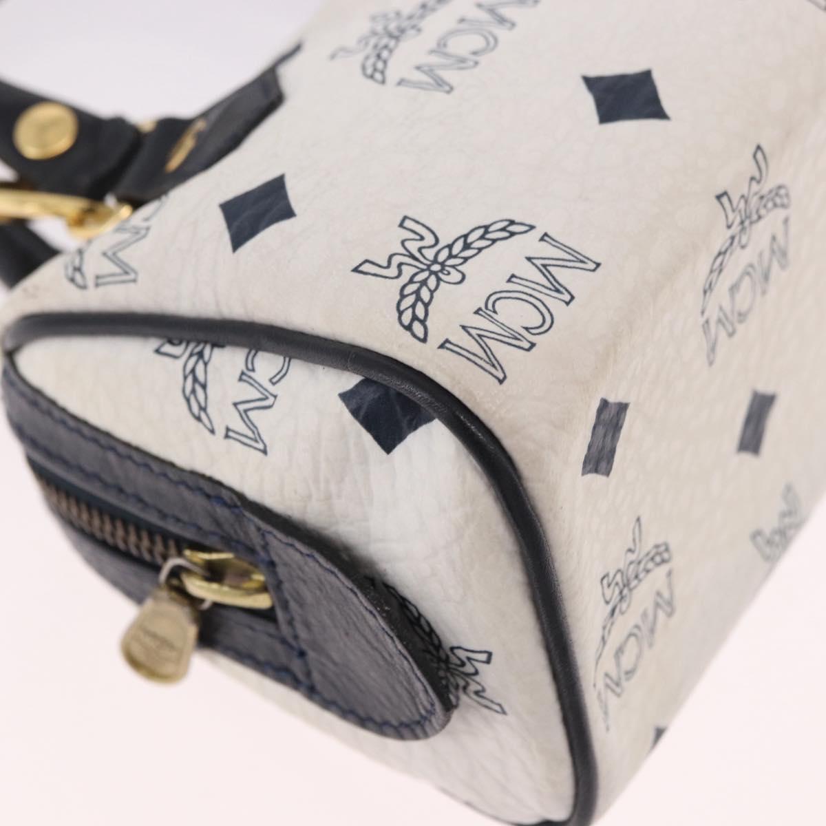 MCM Vicetos Logogram Hand Bag PVC Leather 2way White Gold Auth 188210