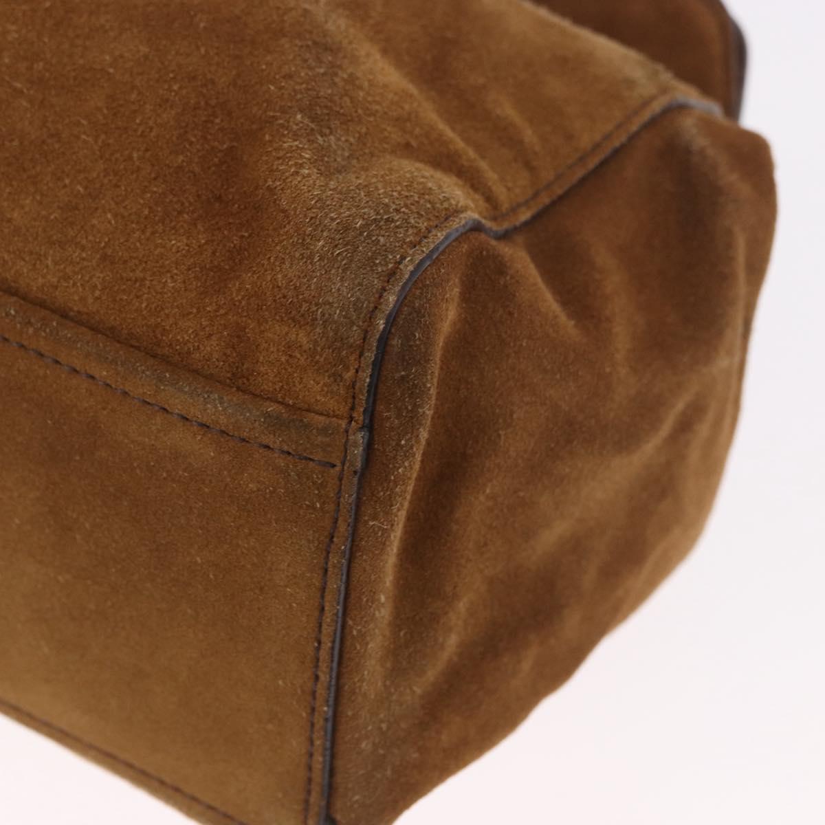 PRADA Hand Bag Suede Brown Silver Auth 188213SAV