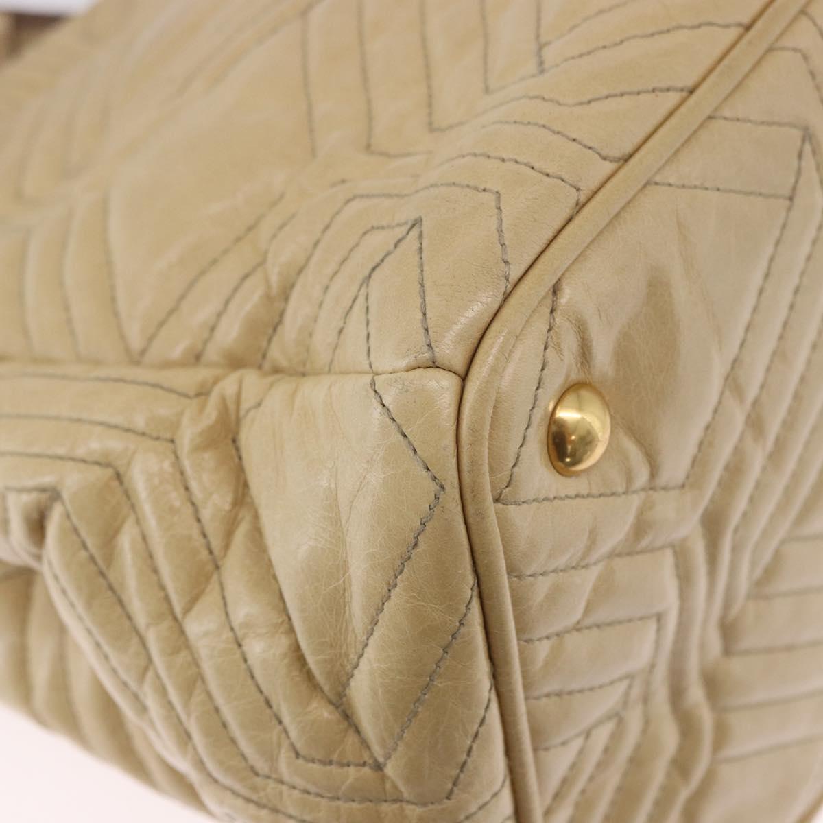 Miu Miu Tote Bag Leather 2way Beige Gold Auth 188214A