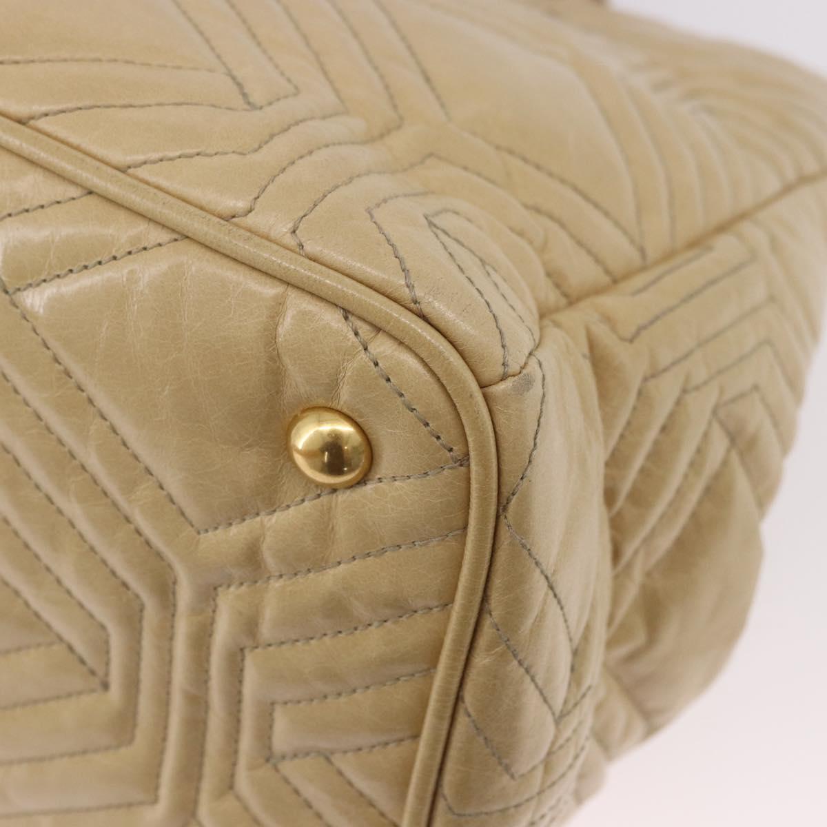 Miu Miu Tote Bag Leather 2way Beige Gold Auth 188214A