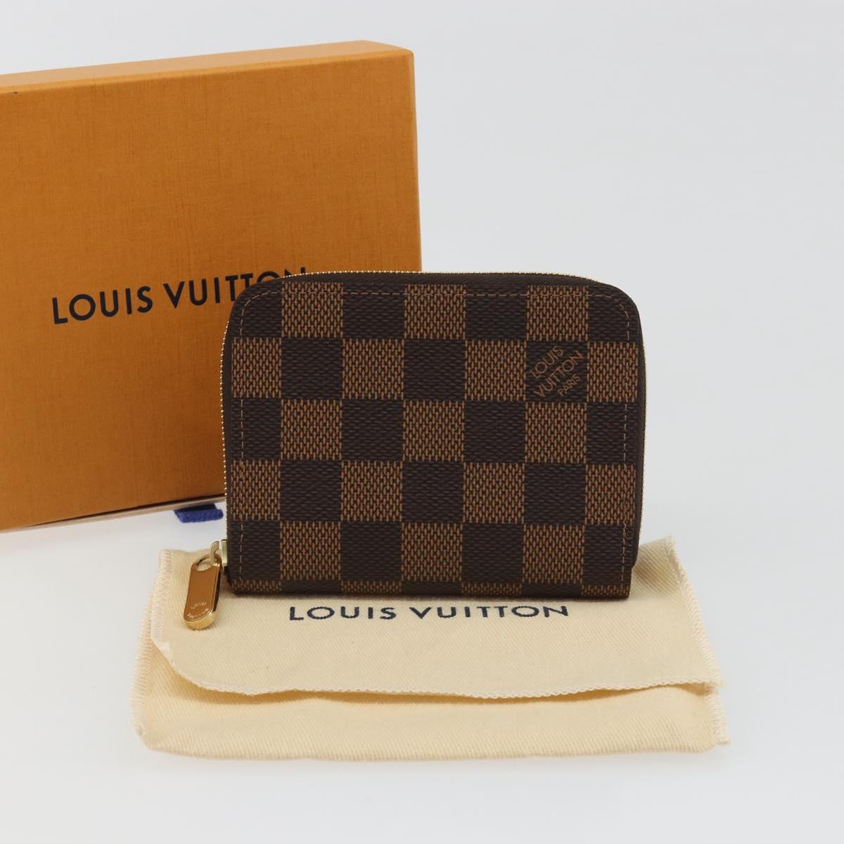 LOUIS VUITTON Damier Ebene Zippy Coin Purse N63070 LV Auth 188216M