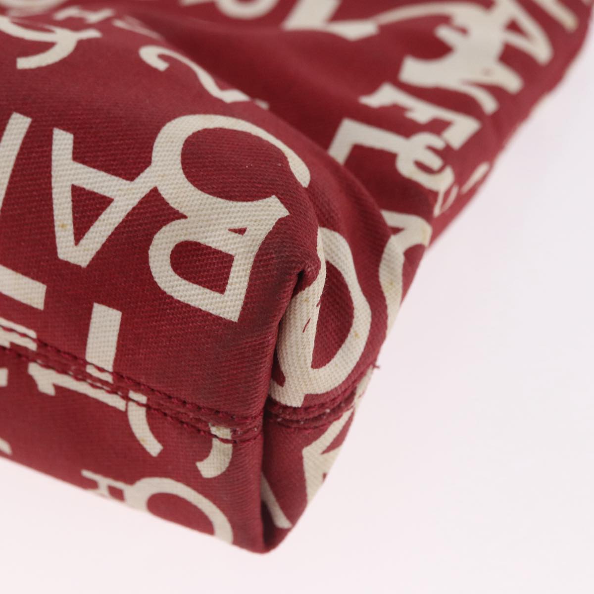 CHANEL Bysy Line Pouch Canvas Red Silver CC Auth 188217