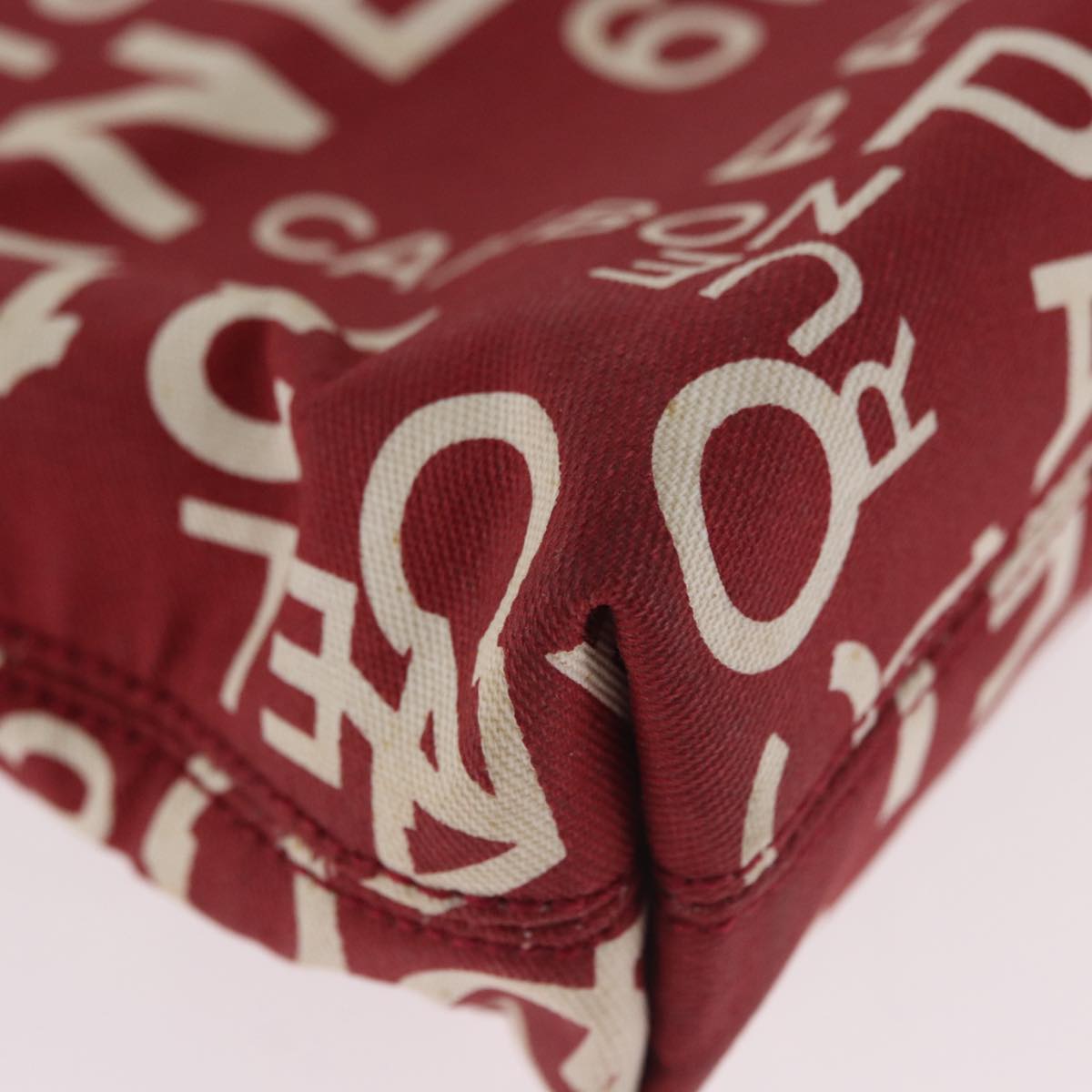 CHANEL Bysy Line Pouch Canvas Red Silver CC Auth 188217