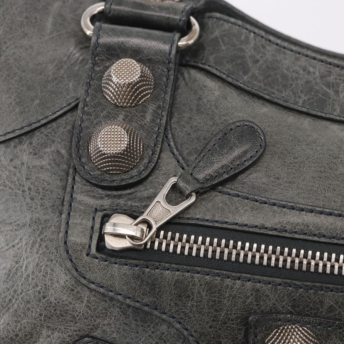 BALENCIAGA The Giant City Bag Leather 2way Gray Silver 173084 Auth 188218SAM