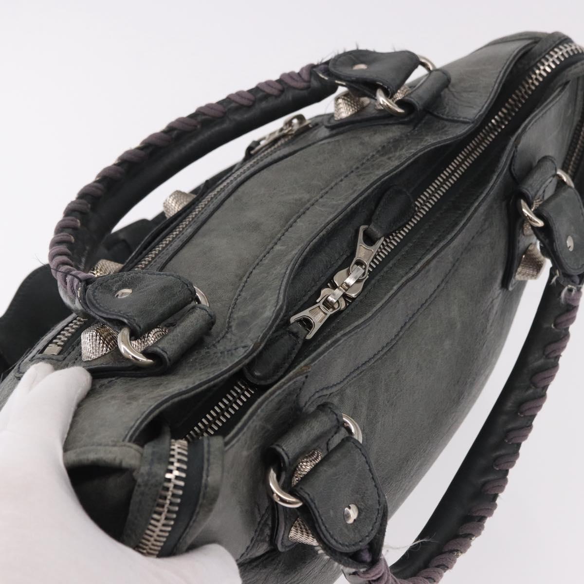 BALENCIAGA The Giant City Bag Leather 2way Gray Silver 173084 Auth 188218SAM