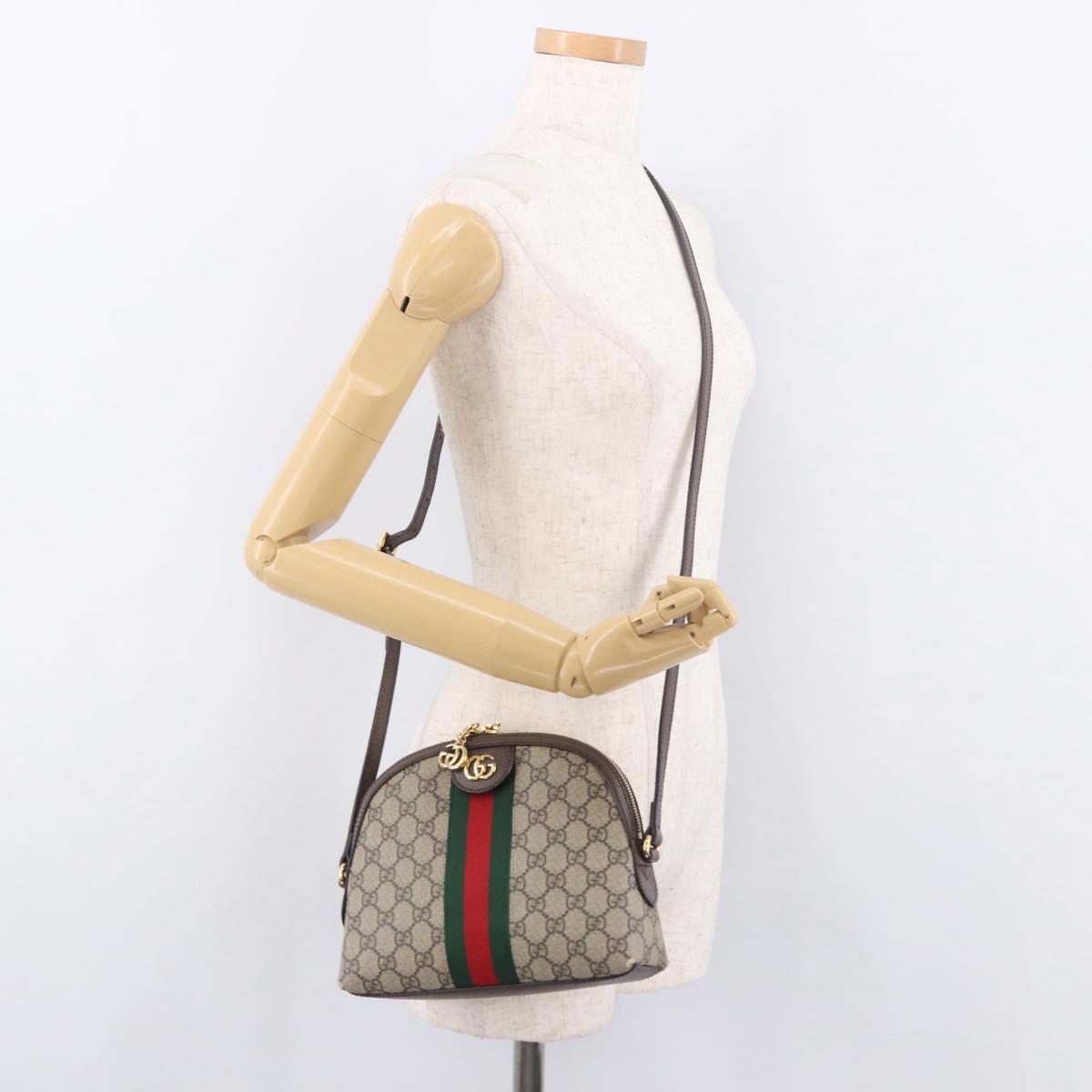 GUCCI GG Supreme Web Sherry Line Shoulder Bag PVC Beige Gold 499621 Auth 188219A