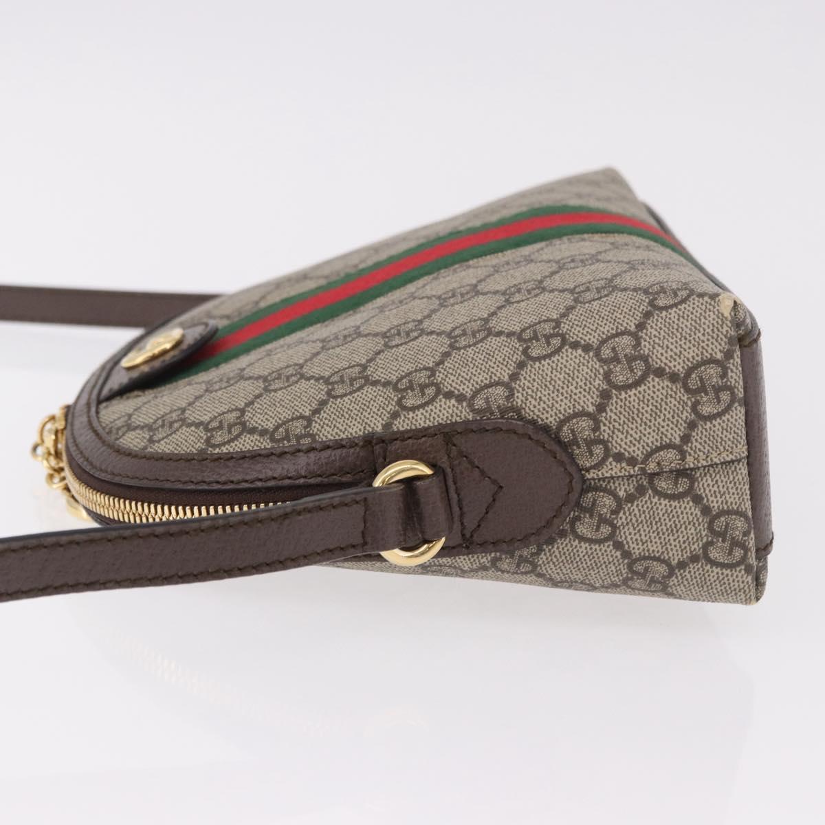 GUCCI GG Supreme Web Sherry Line Shoulder Bag PVC Beige Gold 499621 Auth 188219A