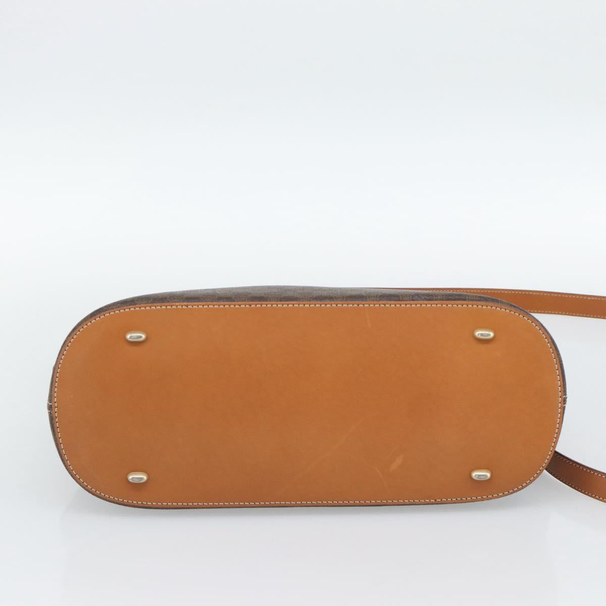 CELINE Macadam Canvas Hand Bag PVC Leather 2way Brown Gold Auth 188224SAV