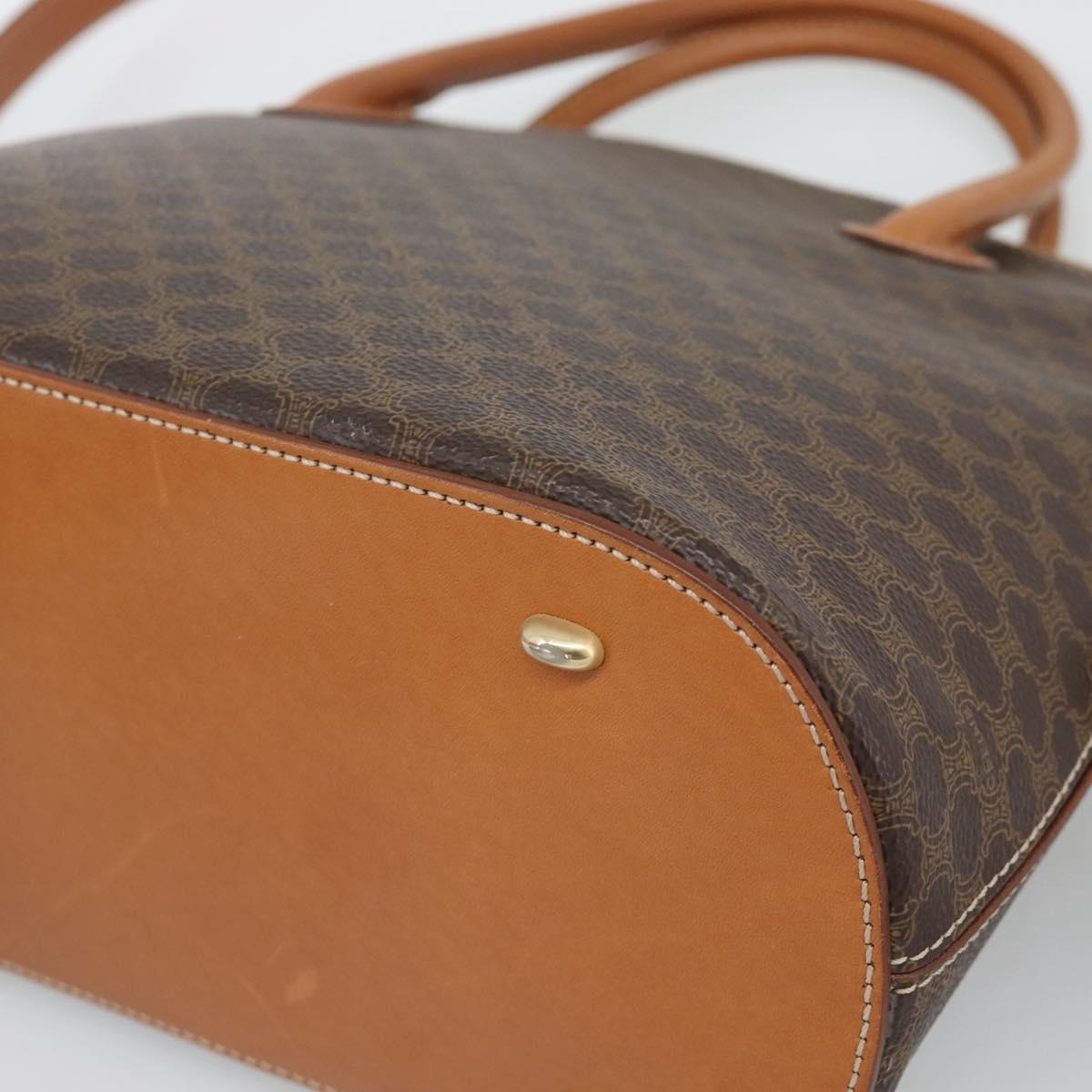CELINE Macadam Canvas Hand Bag PVC Leather 2way Brown Gold Auth 188224SAV