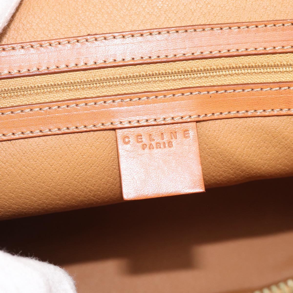 CELINE Macadam Canvas Hand Bag PVC Leather 2way Brown Gold Auth 188224SAV