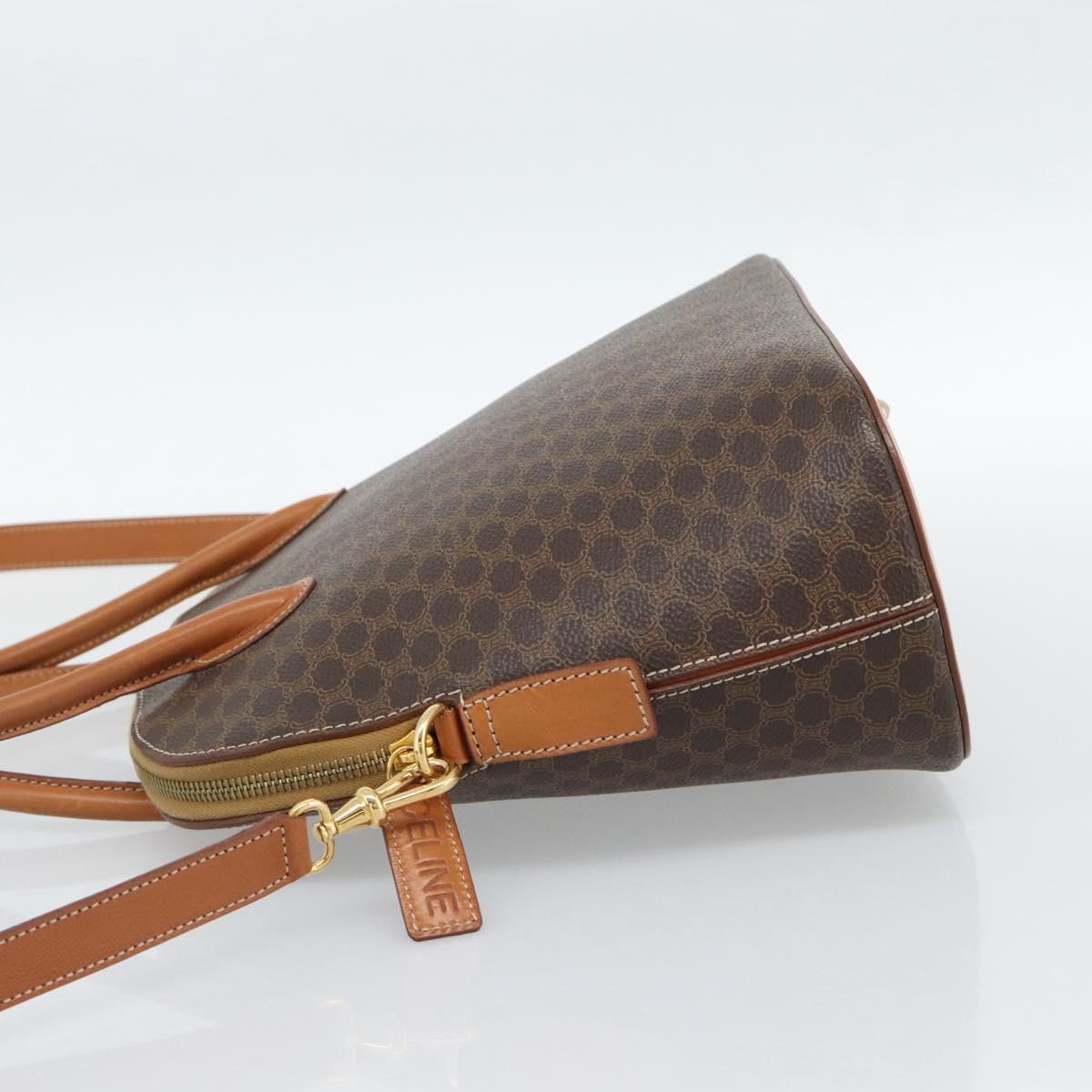 CELINE Macadam Canvas Hand Bag PVC Leather 2way Brown Gold Auth 188224SAV