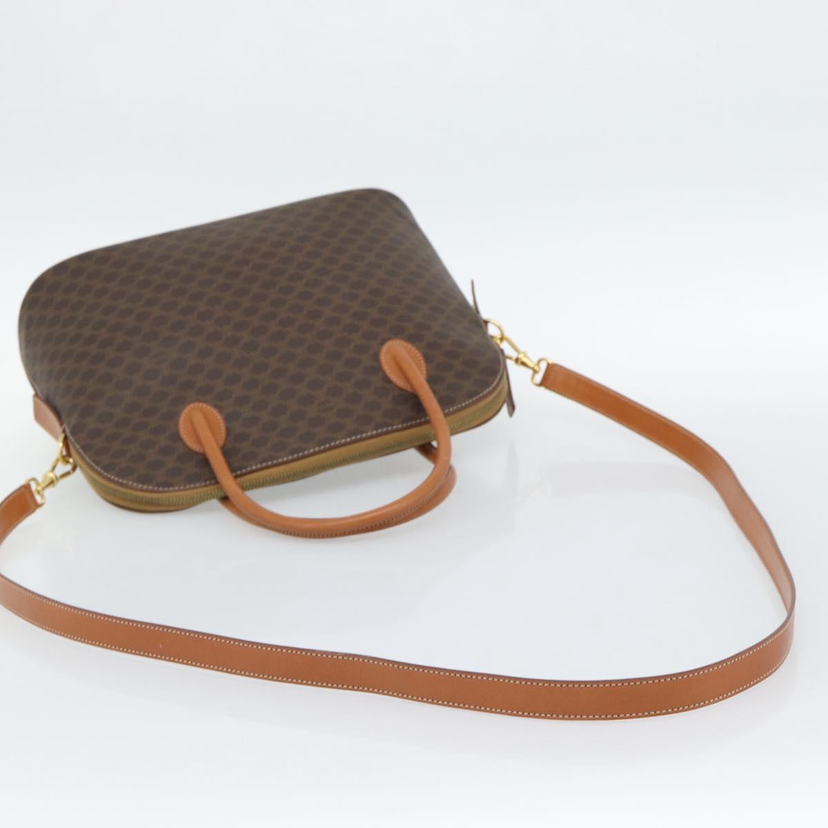 CELINE Macadam Canvas Hand Bag PVC Leather 2way Brown Gold Auth 188224SAV