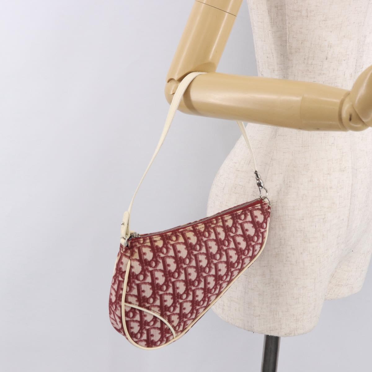 Christian Dior Saddle Pouch PVC Red Silver Auth 188225SAV