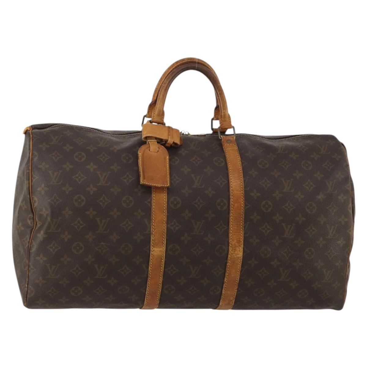 LOUIS VUITTON Monogram Keepall 55 Boston Bag M41424 LV Auth 188229