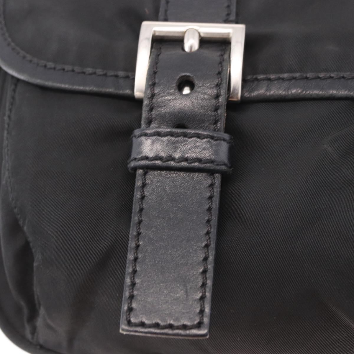PRADA Shoulder Bag Nylon Black Silver Auth 188230