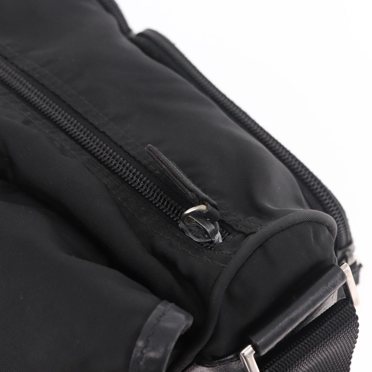 PRADA Shoulder Bag Nylon Black Silver Auth 188230
