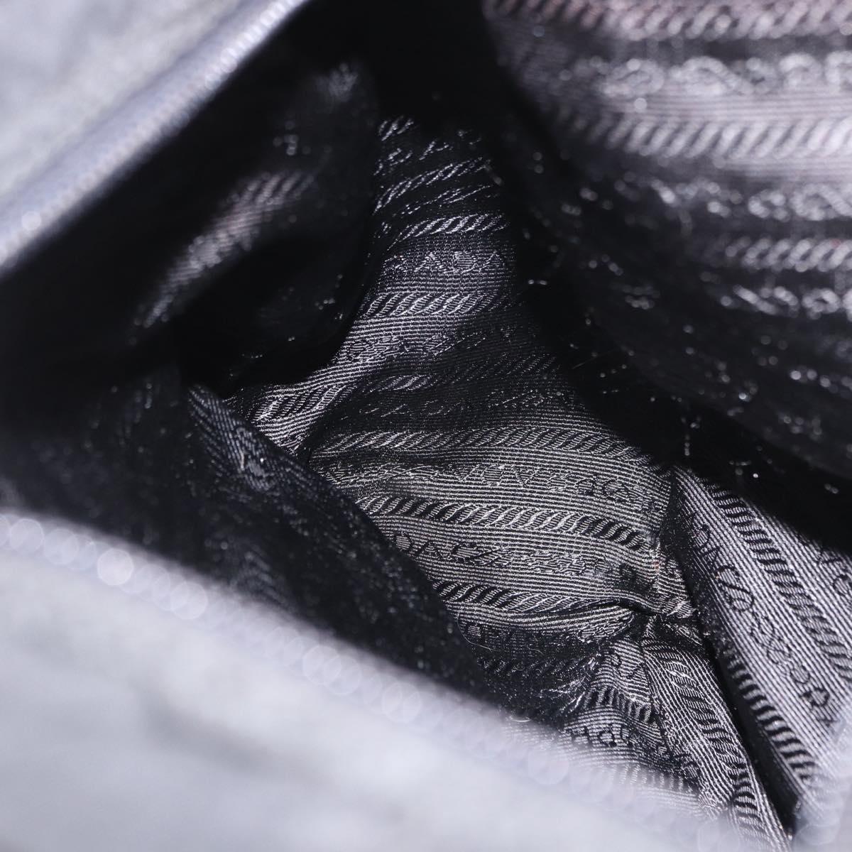 PRADA Shoulder Bag Nylon Black Silver Auth 188230