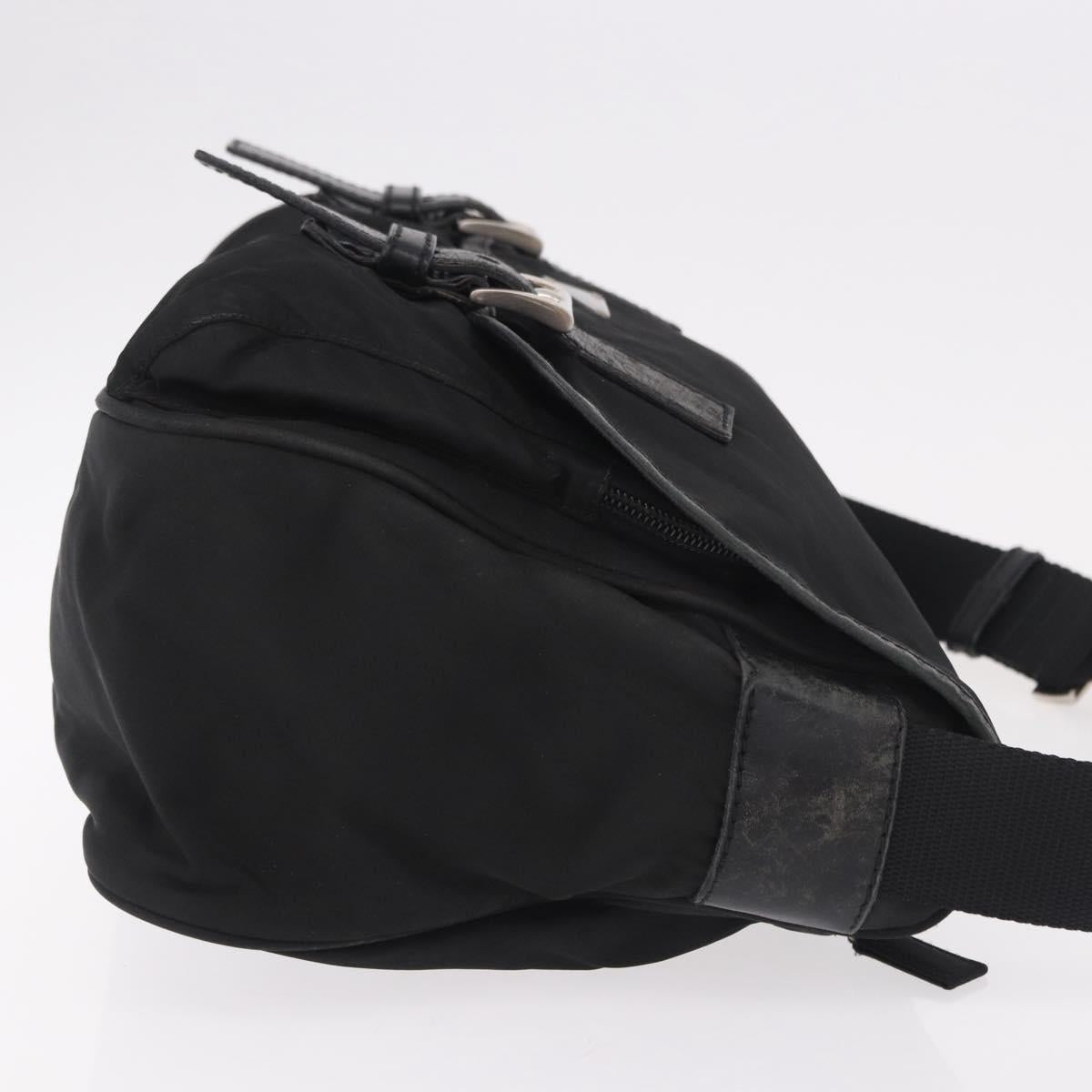PRADA Shoulder Bag Nylon Black Silver Auth 188230