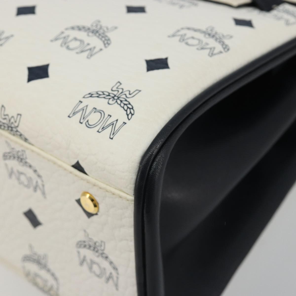 MCM Vicetos Logogram Hand Bag PVC Leather White Gold Auth 188231