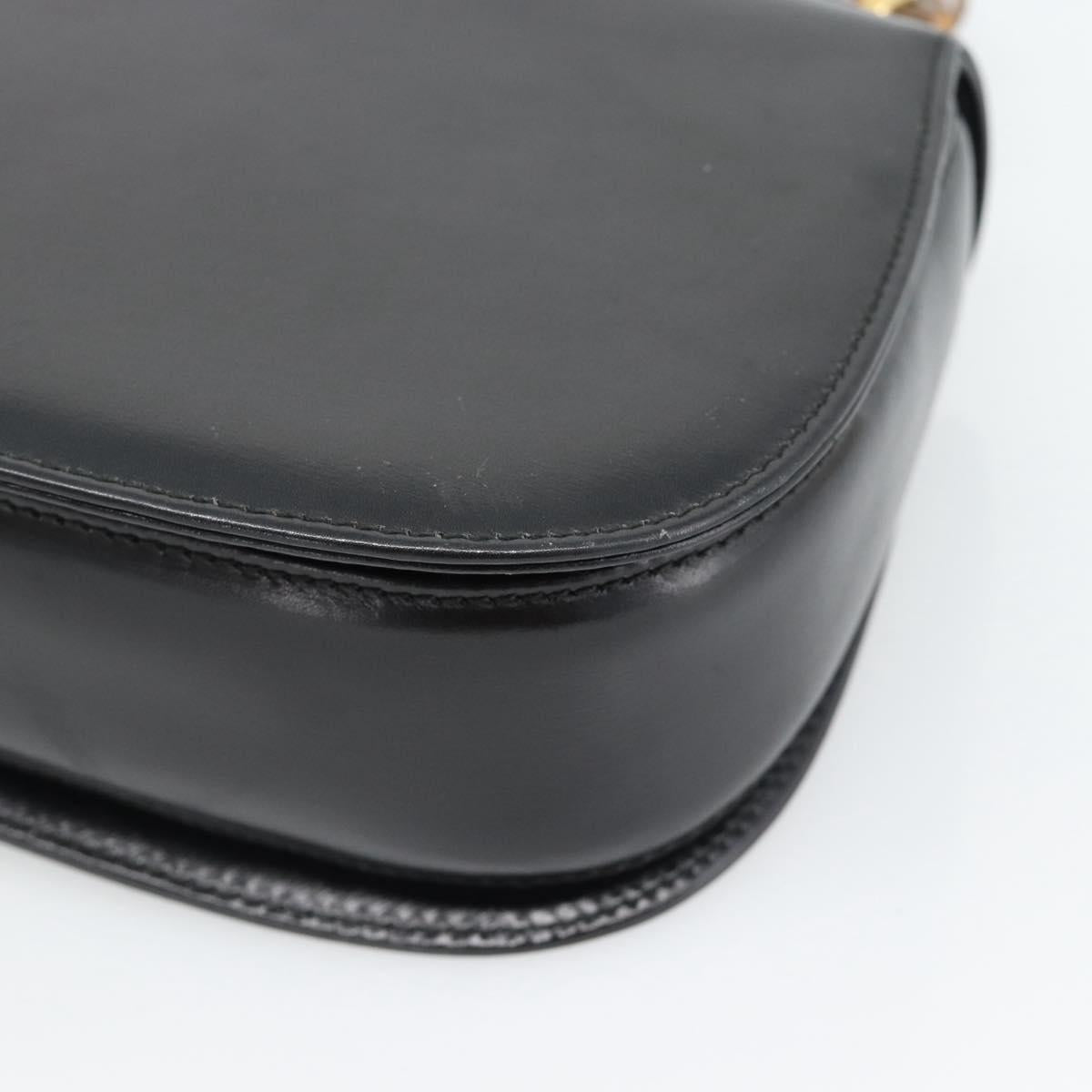 GUCCI Bamboo Hand Bag Leather 2way Black Gold 000 2046 0188 Auth 188235V