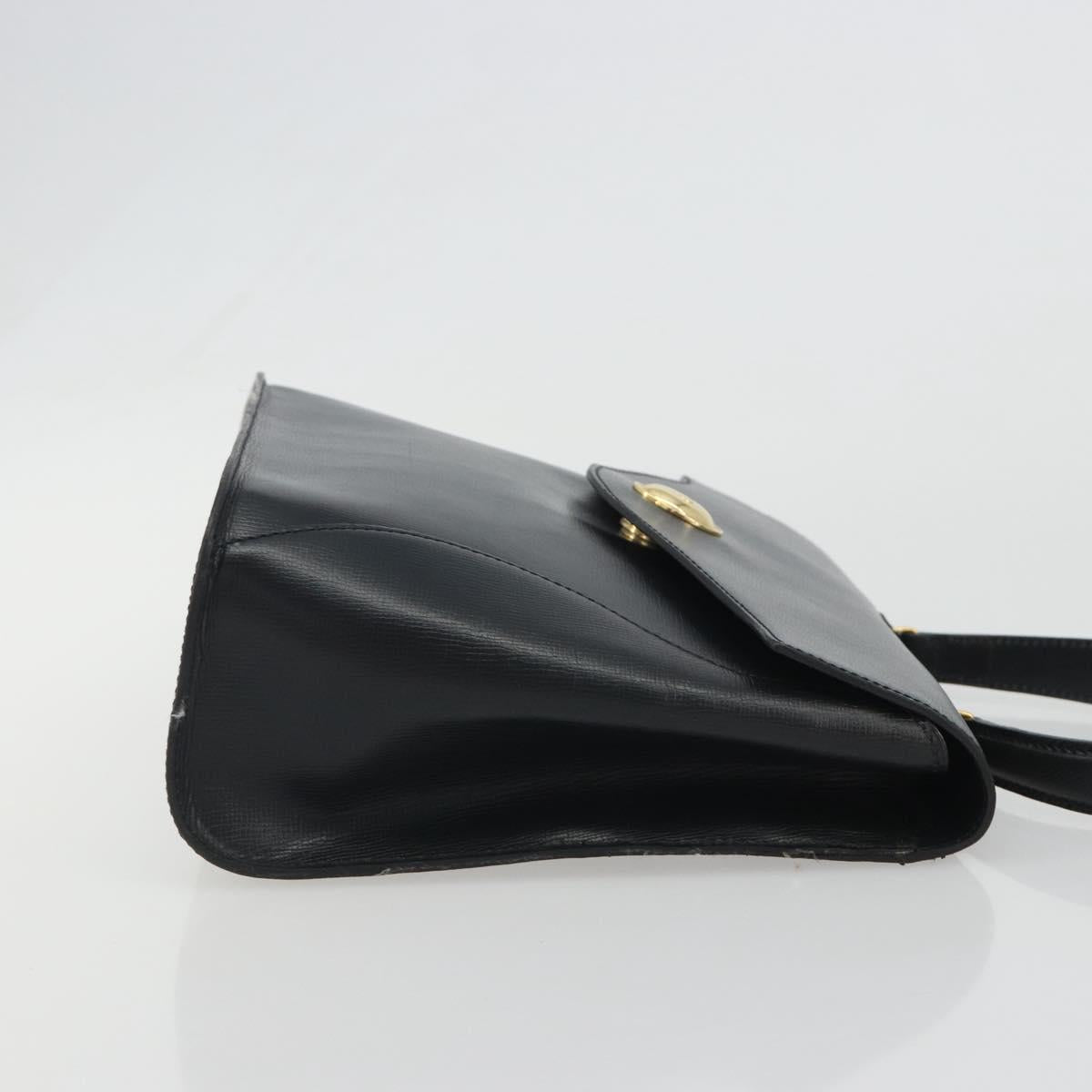 Christian Dior Hand Bag Leather Navy Gold Auth 188236A