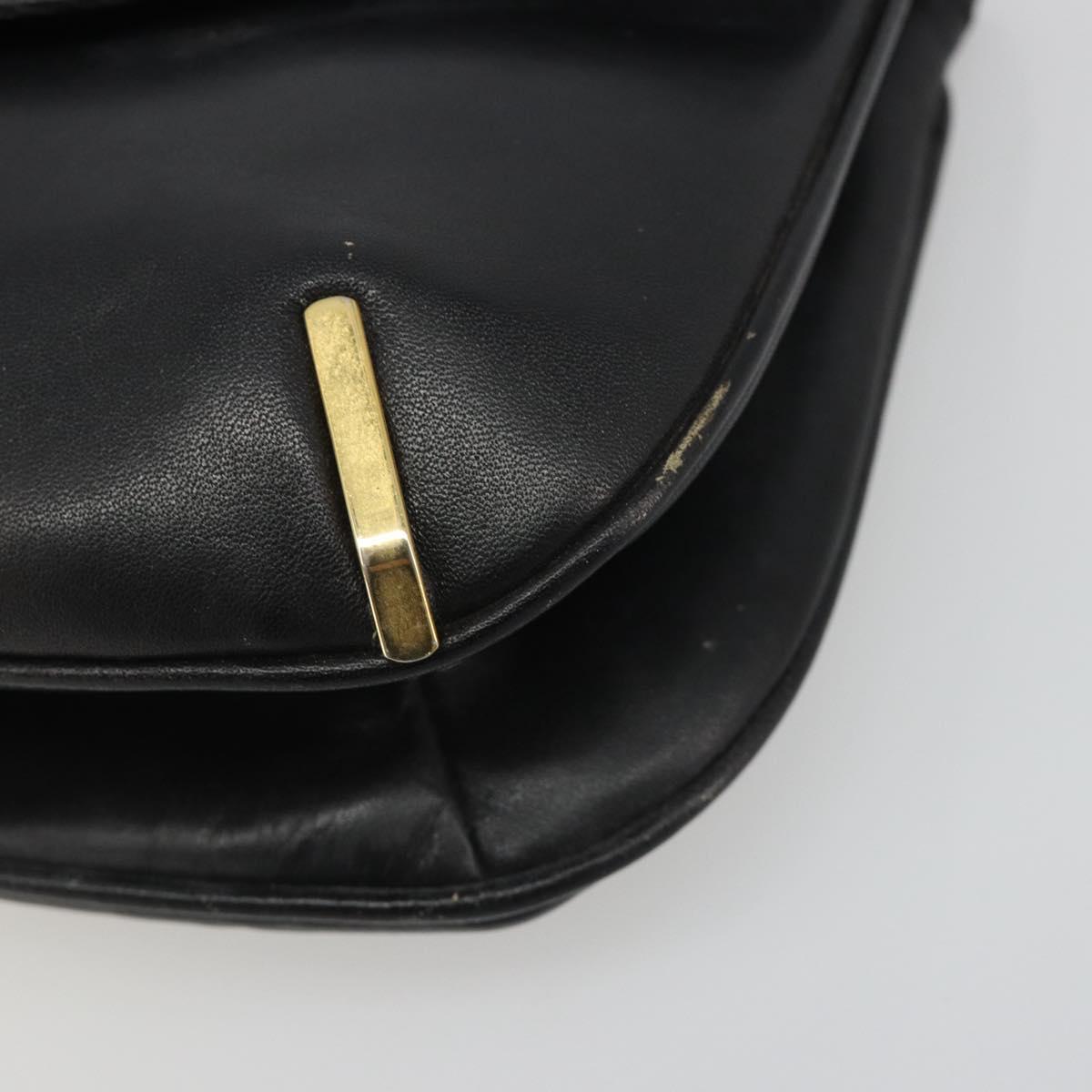 CELINE Chain Shoulder Bag Leather Black Gold Auth 188237