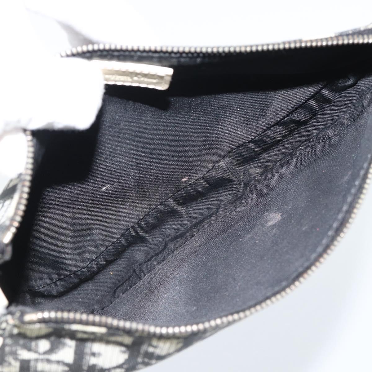 Christian Dior Trotter Canvas Saddle Pouch PVC Black Silver Auth 188238