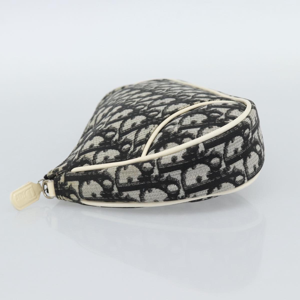 Christian Dior Trotter Canvas Saddle Pouch PVC Black Silver Auth 188238
