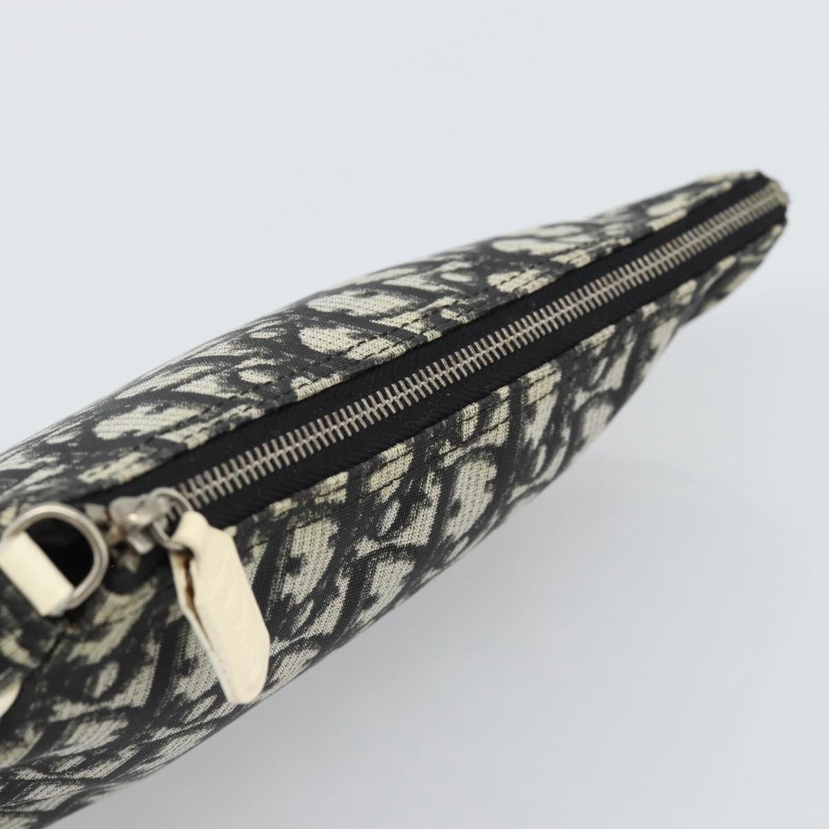 Christian Dior Trotter Canvas Saddle Pouch PVC Black Silver Auth 188238