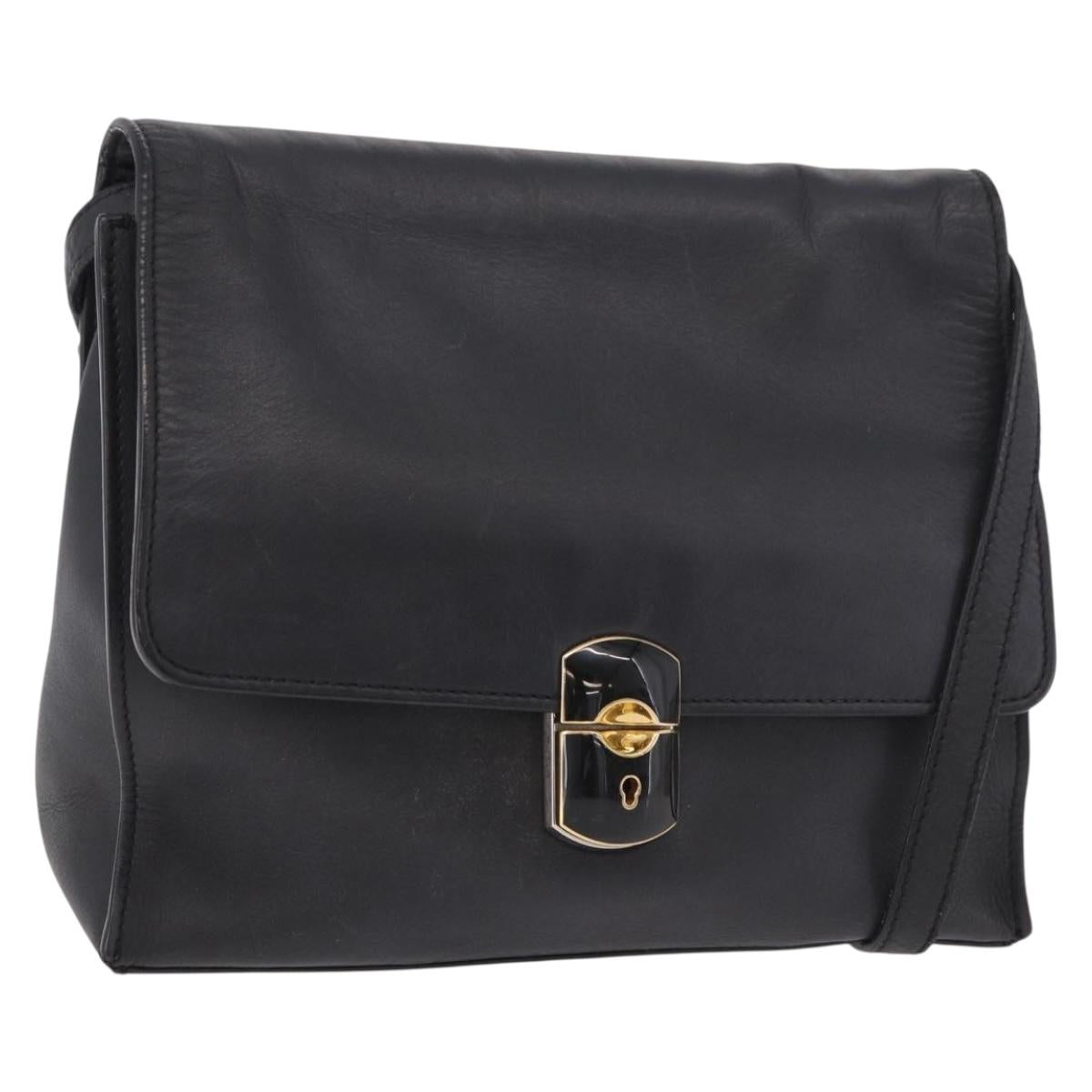 BALENCIAGA Afternoon Shoulder Bag Leather Black Gold 293862 Auth 188241