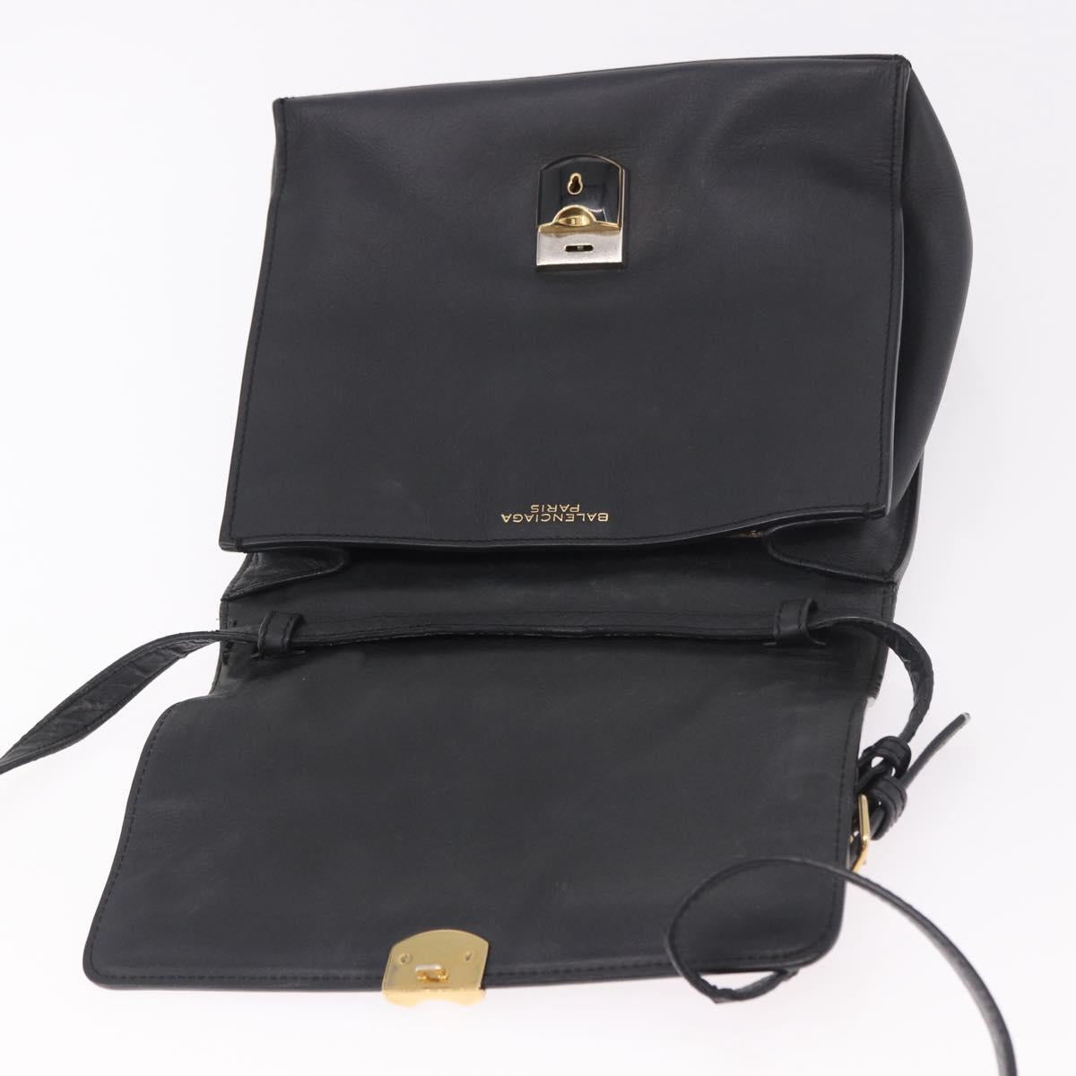 BALENCIAGA Afternoon Shoulder Bag Leather Black Gold 293862 Auth 188241