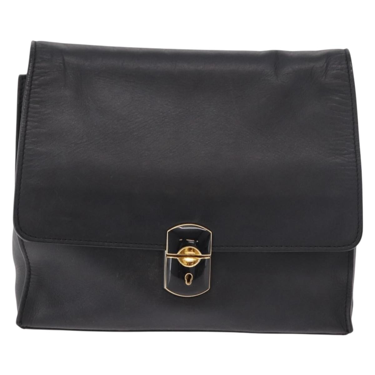 BALENCIAGA Afternoon Shoulder Bag Leather Black Gold 293862 Auth 188241