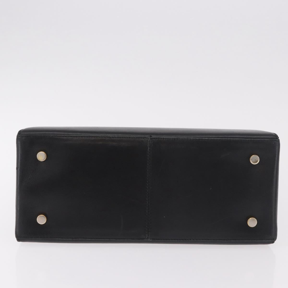 Salvatore Ferragamo Gancini Hand Bag Leather Black Gold Auth 188245