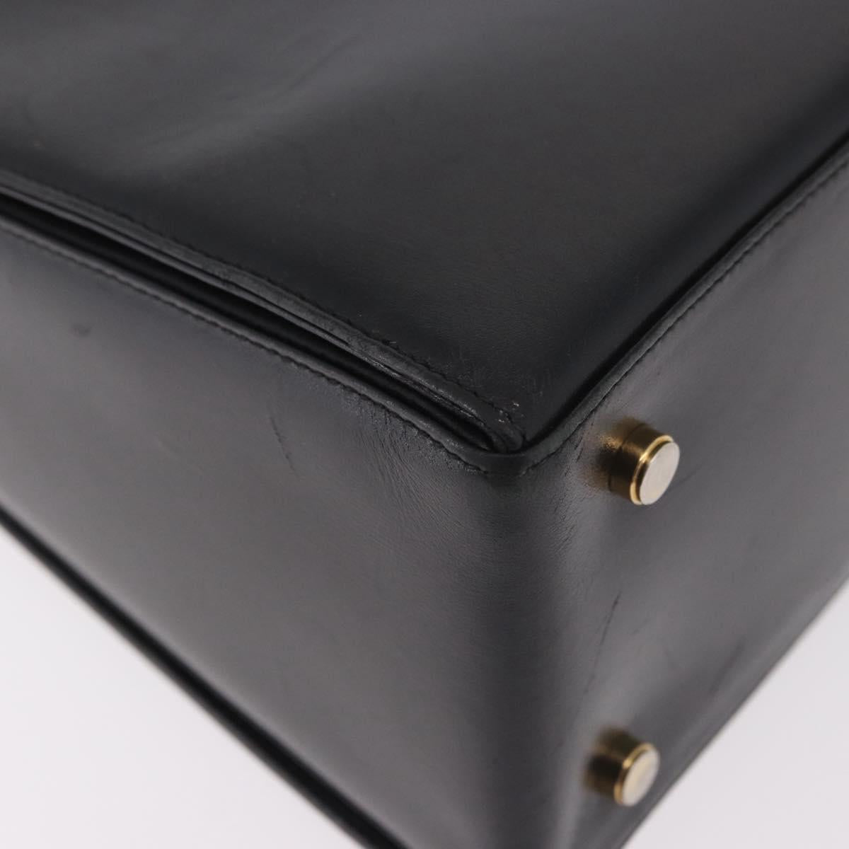Salvatore Ferragamo Gancini Hand Bag Leather Black Gold Auth 188245