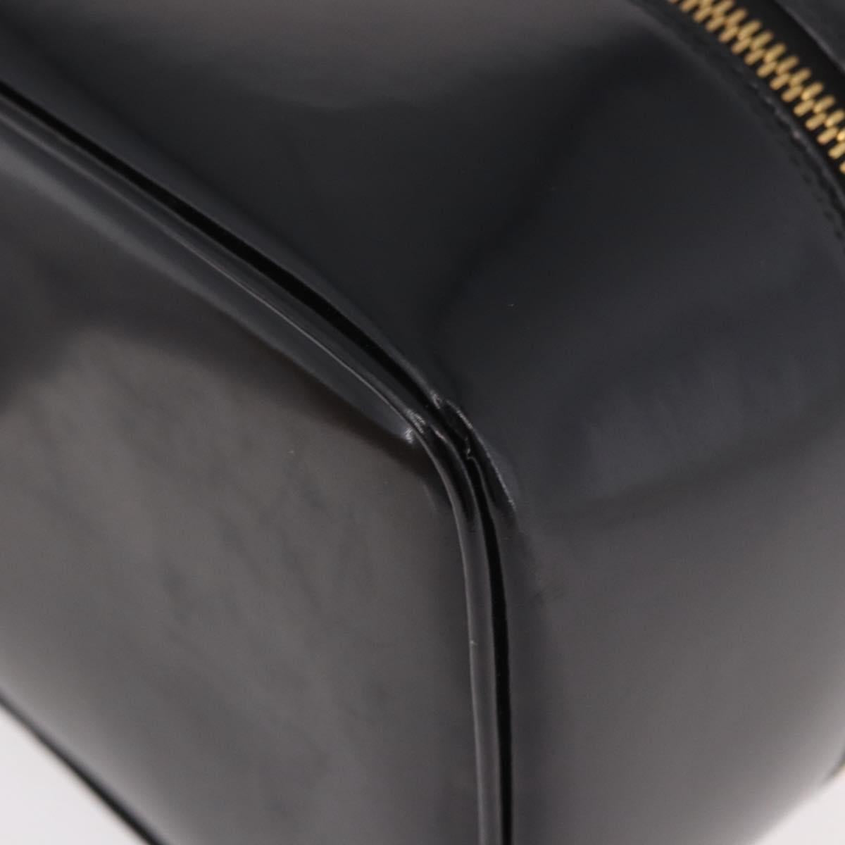 GUCCI Vanity Hand Bag Patent Leather Black Gold 032 1956 0150 Auth 188246