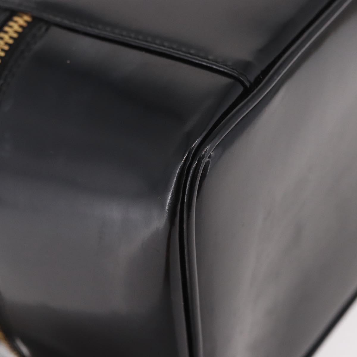 GUCCI Vanity Hand Bag Patent Leather Black Gold 032 1956 0150 Auth 188246