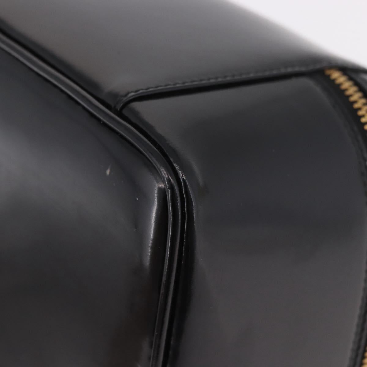 GUCCI Vanity Hand Bag Patent Leather Black Gold 032 1956 0150 Auth 188246