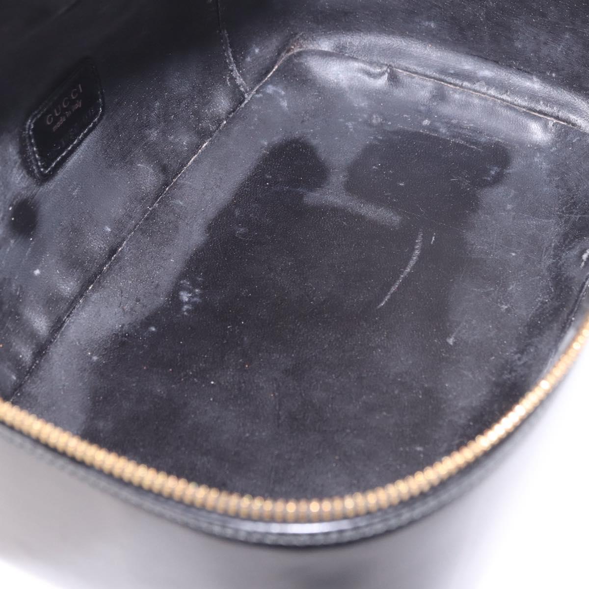 GUCCI Vanity Hand Bag Patent Leather Black Gold 032 1956 0150 Auth 188246