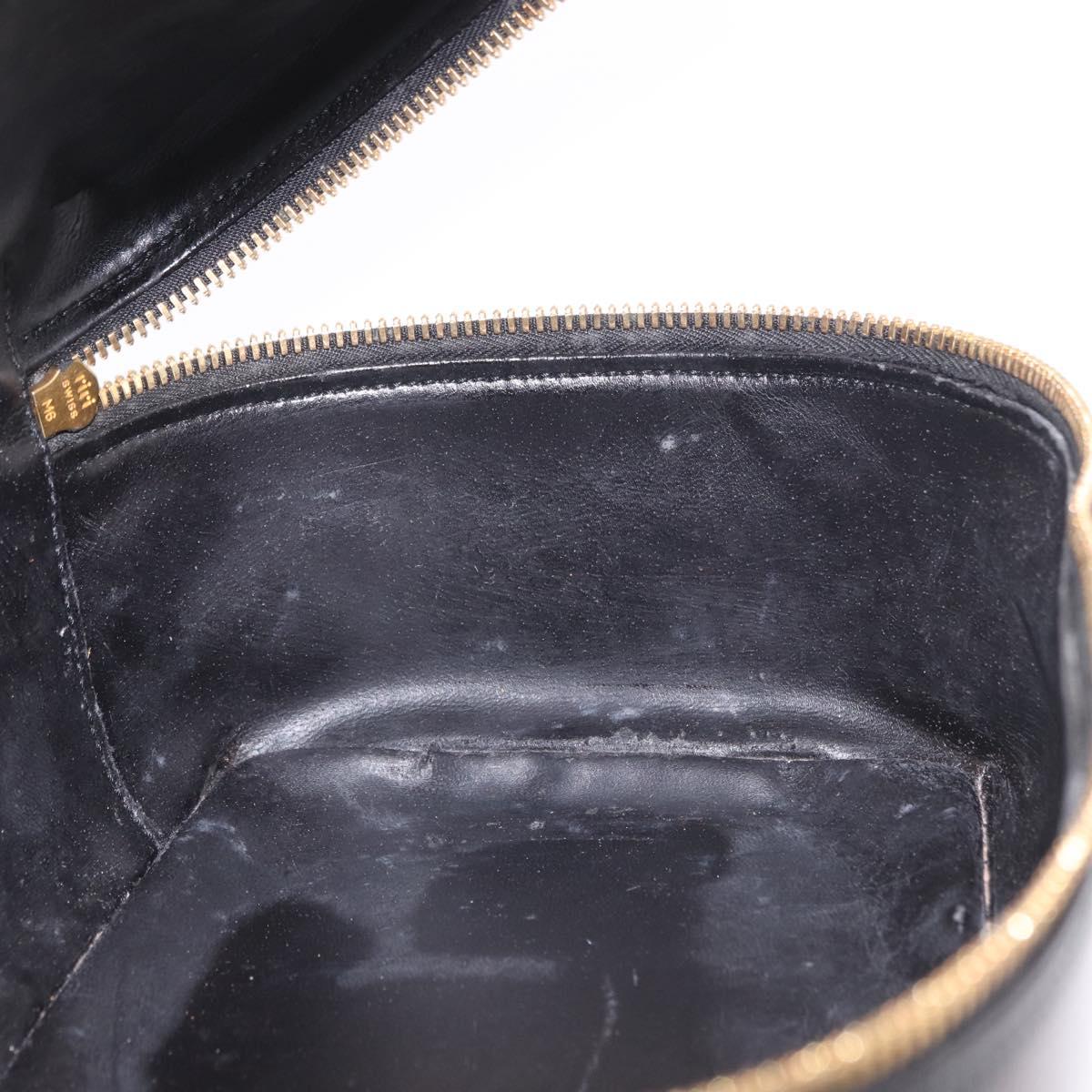 GUCCI Vanity Hand Bag Patent Leather Black Gold 032 1956 0150 Auth 188246