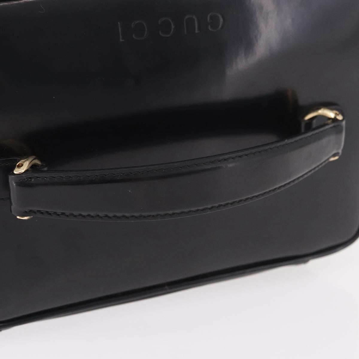 GUCCI Vanity Hand Bag Patent Leather Black Gold 032 1956 0150 Auth 188246