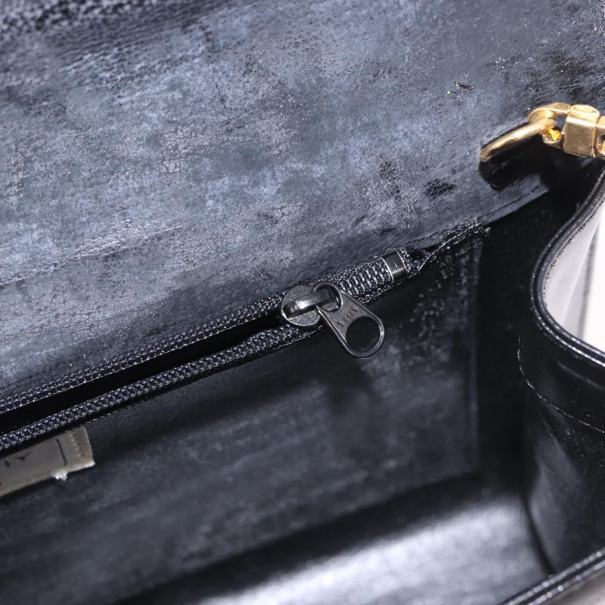 GIVENCHY Shoulder Bag Leather Black Gold Auth 188247