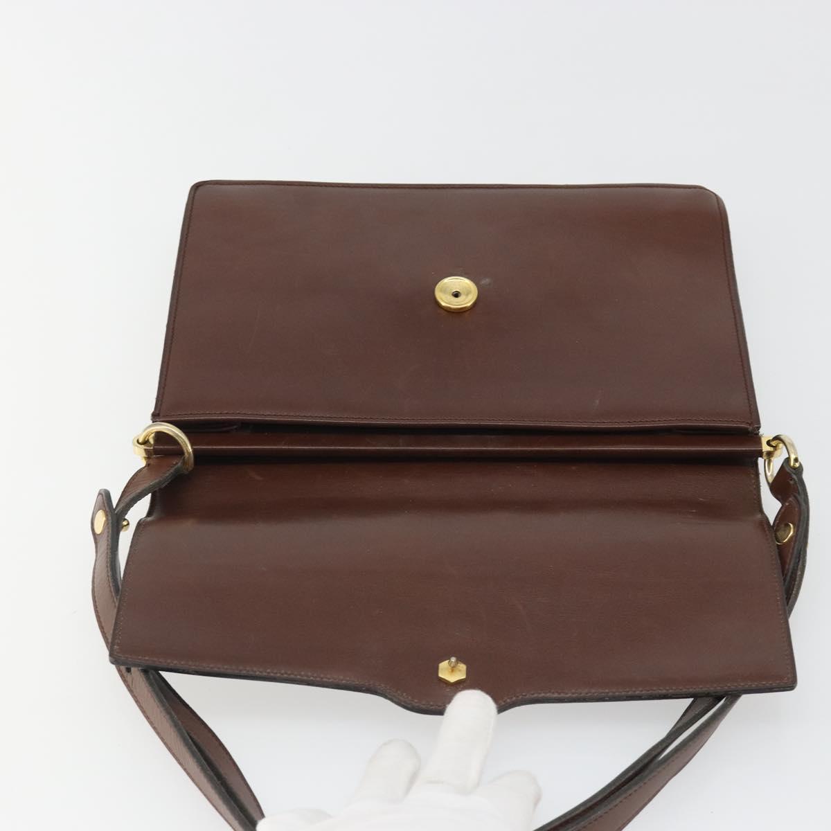 Christian Dior Shoulder Bag Leather Brown Gold Auth 188248