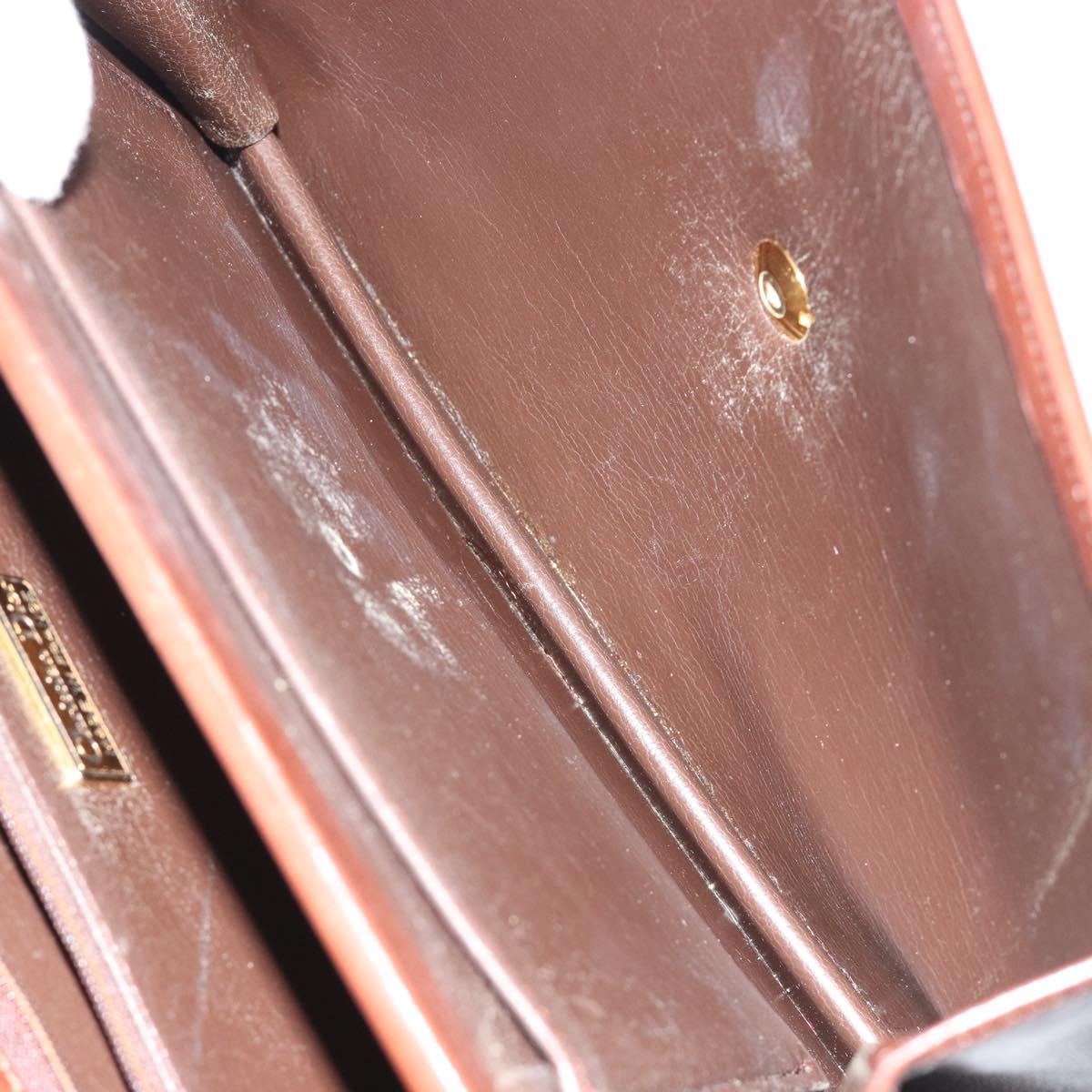 Christian Dior Shoulder Bag Leather Brown Gold Auth 188248
