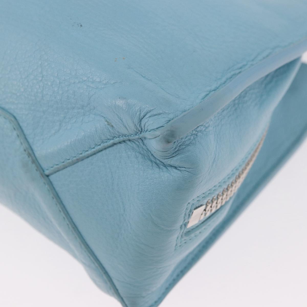 BALENCIAGA Paper Mini Bag Leather 2way Light Blue Silver 357333 Auth 188250A
