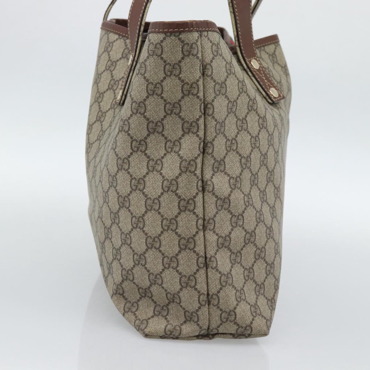 GUCCI GG Supreme Web Sherry Line Tote Bag PVC Beige Gold 211134 Auth 188252A